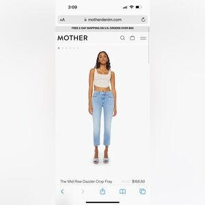 MOTHER the Mid Rise Dazzler Crop Fray jeans, size 32, color: Sun Kissed
